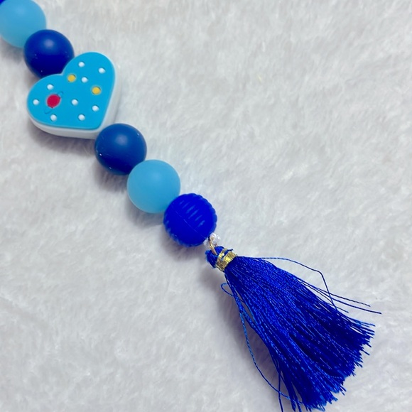 Solar System/Stars Heart Silicone Beaded Keychain/Purse Charm - Picture 3 of 5